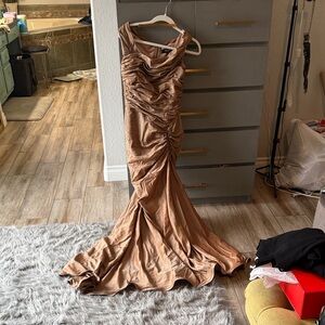 Tadashi Shoji Elegant Brown Maxi Dress